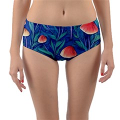 Witchy Mushrooms Reversible Mid-waist Bikini Bottoms by GardenOfOphir