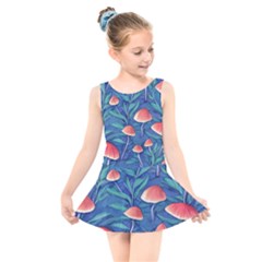 Witchy Mushrooms Kids  Skater Dress Swimsuit by GardenOfOphir