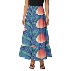 Witchy Mushrooms Tiered Ruffle Maxi Skirt