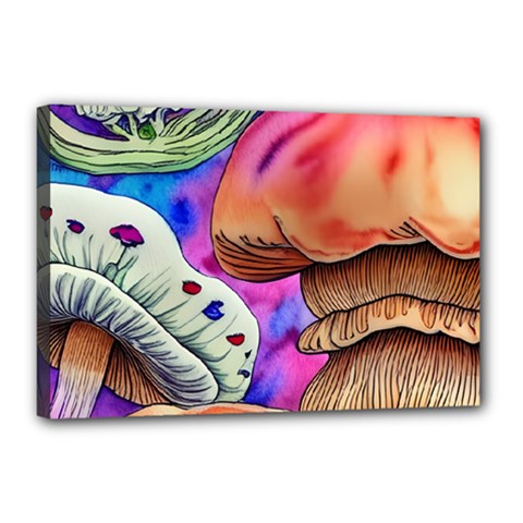 Goblin Mushrooms Canvas 18  X 12  (stretched) by GardenOfOphir