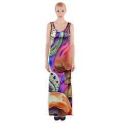 Goblin Mushrooms Thigh Split Maxi Dress by GardenOfOphir