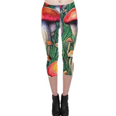 Forest Fairycore Mushroom Foraging Craft Capri Leggings  by GardenOfOphir