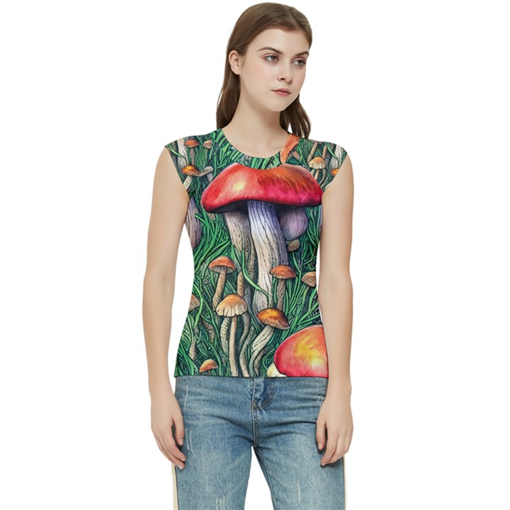 Forest Fairycore Mushroom Foraging Craft Women s Raglan Cap Sleeve Tee