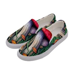 Forest Fairycore Mushroom Foraging Craft Women s Canvas Slip Ons by GardenOfOphir