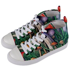 Forest Fairycore Mushroom Foraging Craft Women s Mid-top Canvas Sneakers by GardenOfOphir