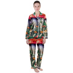 Forest Fairycore Mushroom Foraging Craft Women s Long Sleeve Satin Pajamas Set	 by GardenOfOphir