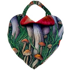 Forest Fairycore Mushroom Foraging Craft Giant Heart Shaped Tote by GardenOfOphir