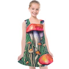 Forest Fairycore Mushroom Foraging Craft Kids  Cross Back Dress by GardenOfOphir