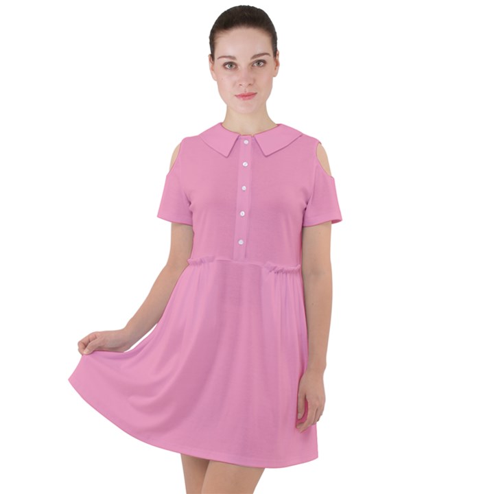 Sweet Lilac Pink	 - 	Short Sleeve Shoulder Cut Out Dress