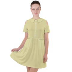 Yellow Iris	 - 	short Sleeve Shoulder Cut Out Dress by ColorfulDresses