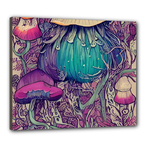 Natural Forest Fairy Mushroom Foraging Canvas 24  X 20  (stretched) by GardenOfOphir