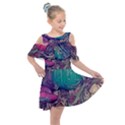 Natural Forest Fairy Mushroom Foraging Kids  Shoulder Cutout Chiffon Dress View1