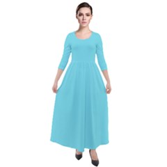 Arctic Blue	 - 	quarter Sleeve Maxi Velour Dress