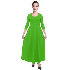 Bright Green	 - 	quarter Sleeve Maxi Velour Dress