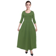 Crocodile Green	 - 	quarter Sleeve Maxi Velour Dress by ColorfulDresses