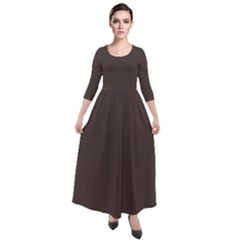 Dark Taupe Grey	 - 	quarter Sleeve Maxi Velour Dress by ColorfulDresses