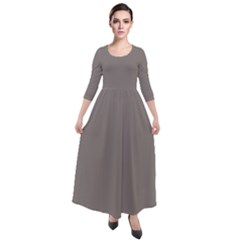 Mink Grey	 - 	quarter Sleeve Maxi Velour Dress