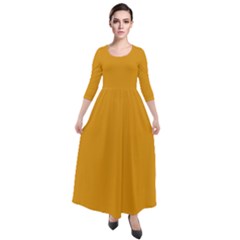 Gamboge Orange	 - 	quarter Sleeve Maxi Velour Dress