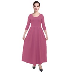 Cinnamon Satin Pink	 - 	Quarter Sleeve Maxi Velour Dress