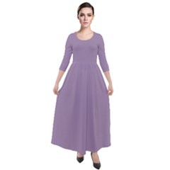 Glossy Grape Purple	 - 	quarter Sleeve Maxi Velour Dress