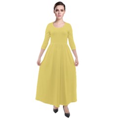 Blonde Yellow	 - 	quarter Sleeve Maxi Velour Dress