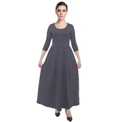 Blackened Pearl	 - 	quarter Sleeve Maxi Velour Dress by ColorfulDresses