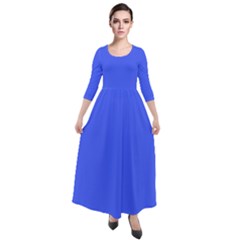 Neon Blue	 - 	quarter Sleeve Maxi Velour Dress by ColorfulDresses