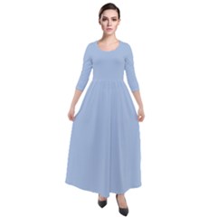 Pastel Blue	 - 	quarter Sleeve Maxi Velour Dress