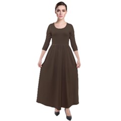 Cedar Brown	 - 	quarter Sleeve Maxi Velour Dress