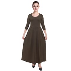 Dark Mocha	 - 	quarter Sleeve Maxi Velour Dress by ColorfulDresses