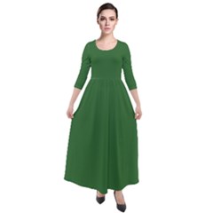 Medium Forest Green	 - 	quarter Sleeve Maxi Velour Dress by ColorfulDresses