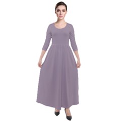 Heliotrope Grey	 - 	quarter Sleeve Maxi Velour Dress by ColorfulDresses