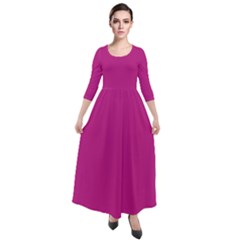 Dark Carnation Pink	 - 	quarter Sleeve Maxi Velour Dress by ColorfulDresses