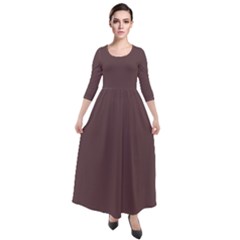 Rose Ebony Brown	 - 	quarter Sleeve Maxi Velour Dress