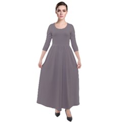 Metallic Rocket Grey	 - 	quarter Sleeve Maxi Velour Dress