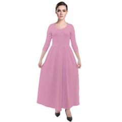 Nadeshilo Pink	 - 	quarter Sleeve Maxi Velour Dress by ColorfulDresses