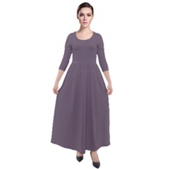 Old Lavender Purple	 - 	quarter Sleeve Maxi Velour Dress by ColorfulDresses