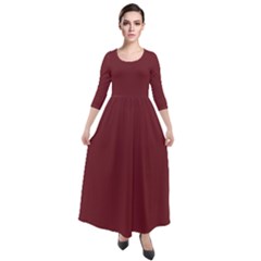 Pear Red	 - 	quarter Sleeve Maxi Velour Dress by ColorfulDresses