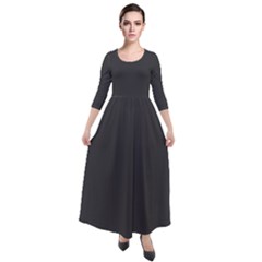 Pirate Black	 - 	quarter Sleeve Maxi Velour Dress by ColorfulDresses