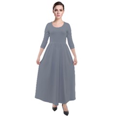 Tradewinds Grey	 - 	quarter Sleeve Maxi Velour Dress by ColorfulDresses