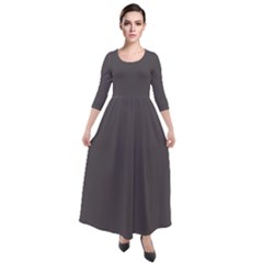 Vampire Grey	 - 	quarter Sleeve Maxi Velour Dress by ColorfulDresses