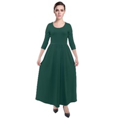 Brunswick Green	 - 	quarter Sleeve Maxi Velour Dress by ColorfulDresses