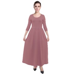 Old Rose	 - 	quarter Sleeve Maxi Velour Dress