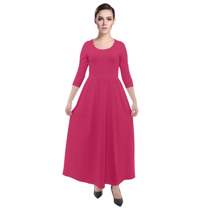 Cerise Pink	 - 	Quarter Sleeve Maxi Velour Dress