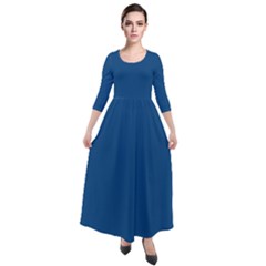 Classic Blue	 - 	quarter Sleeve Maxi Velour Dress