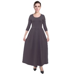 Dark Liver Grey	 - 	quarter Sleeve Maxi Velour Dress by ColorfulDresses