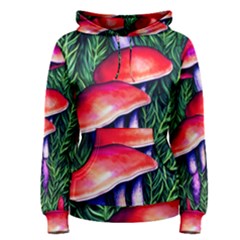 Vintage Flowery Garden Nature Mushroom Women s Pullover Hoodie by GardenOfOphir