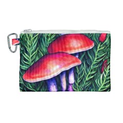 Vintage Flowery Garden Nature Mushroom Canvas Cosmetic Bag (large) by GardenOfOphir