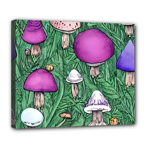 Woodsy Pottery Forest Mushroom Foraging Deluxe Canvas 24  X 20  (stretched) by GardenOfOphir