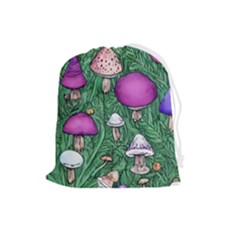 Woodsy Pottery Forest Mushroom Foraging Drawstring Pouch (large) by GardenOfOphir